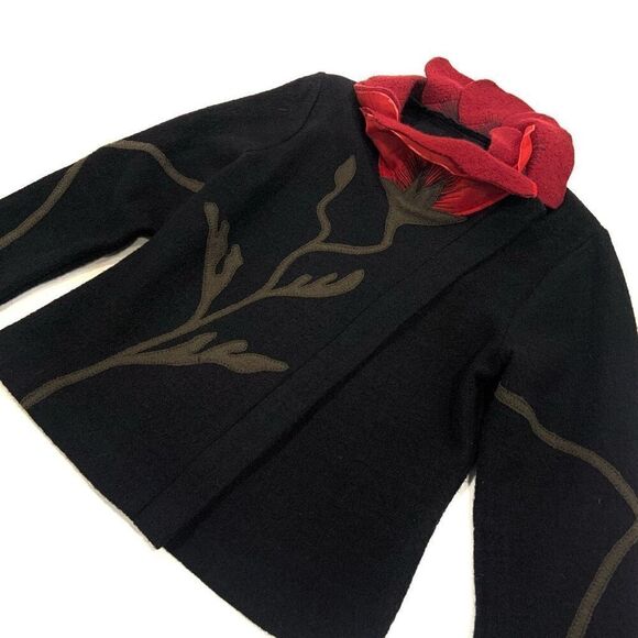 COVELO Boiled Wool & Silk Poppy Sweater Jacket (Sz M) - Picture 2 of 11